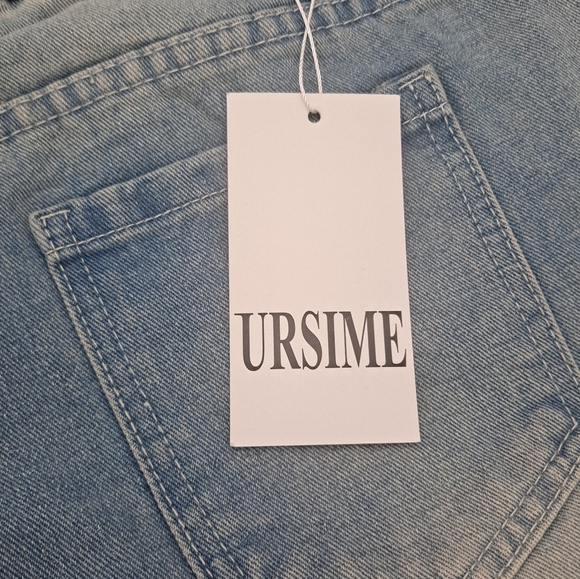 URSIME Blue Jeans Womens Plus Size 4XL Lace Cut Out Patchwork Leg Pants 🔥 - Picture 3 of 14